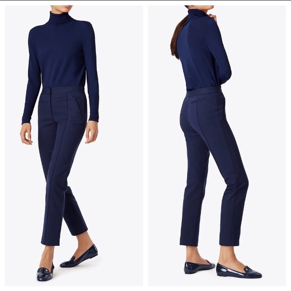 NWT Tory Burch Vanner Pant Sz 4 Navy Sea - Picture 1 of 5